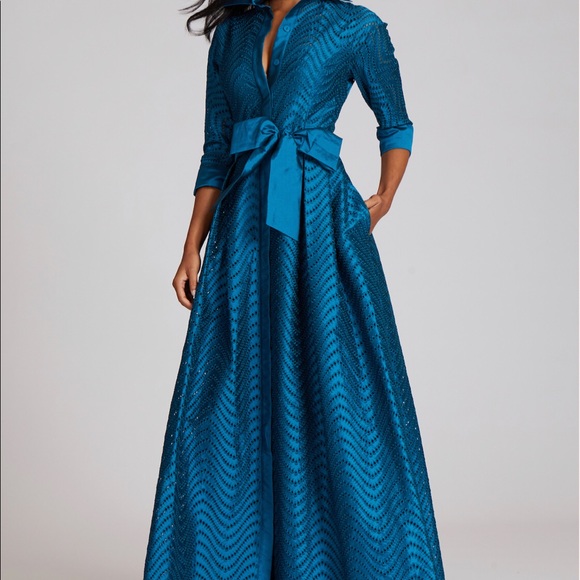 Teri Jon gown Teal SZ 10 NWT- mother of the bride/groom black tie/charity event - Picture 2 of 13